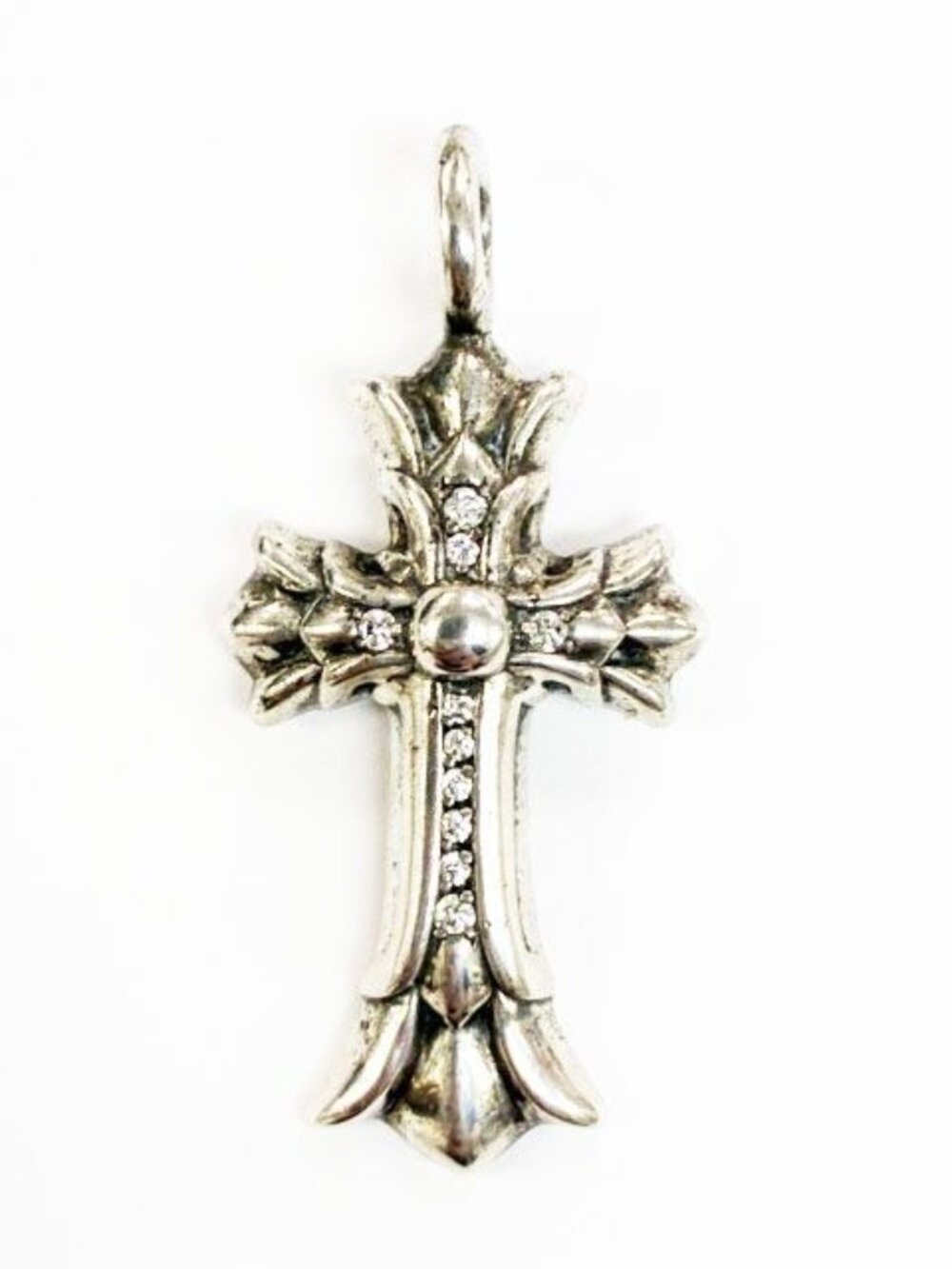 Chrome Hearts Dbl CH P Dmnd Double CH Cross Charm Pave Diamond Silver